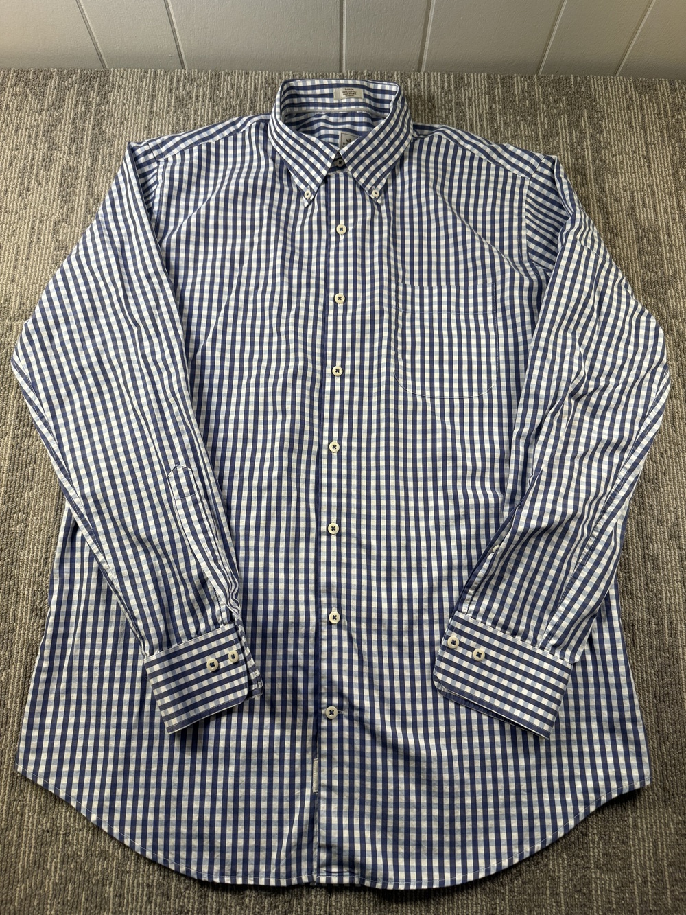 Peter Millar Shirt Mens Large Blue Check Long Sleeve Button Down Casual Woven